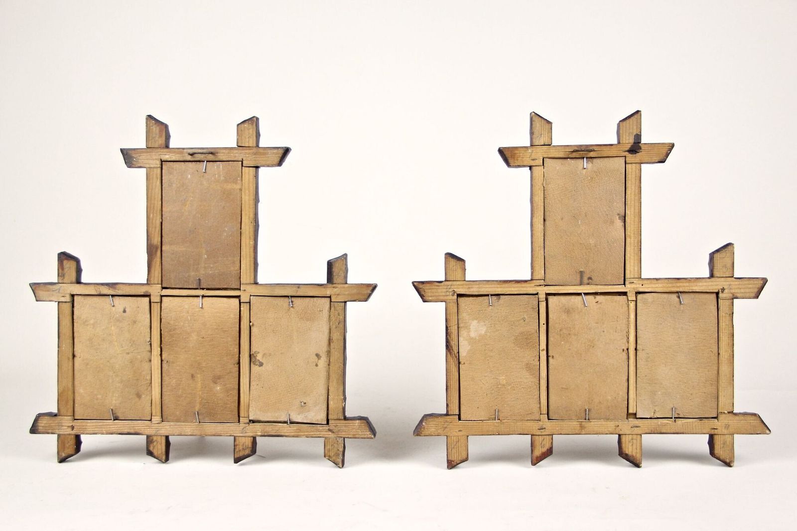 photo vinterior Pair Of 19th Century Rustic Black Forest Photo Frames, Handcarved, At, Circa 1880