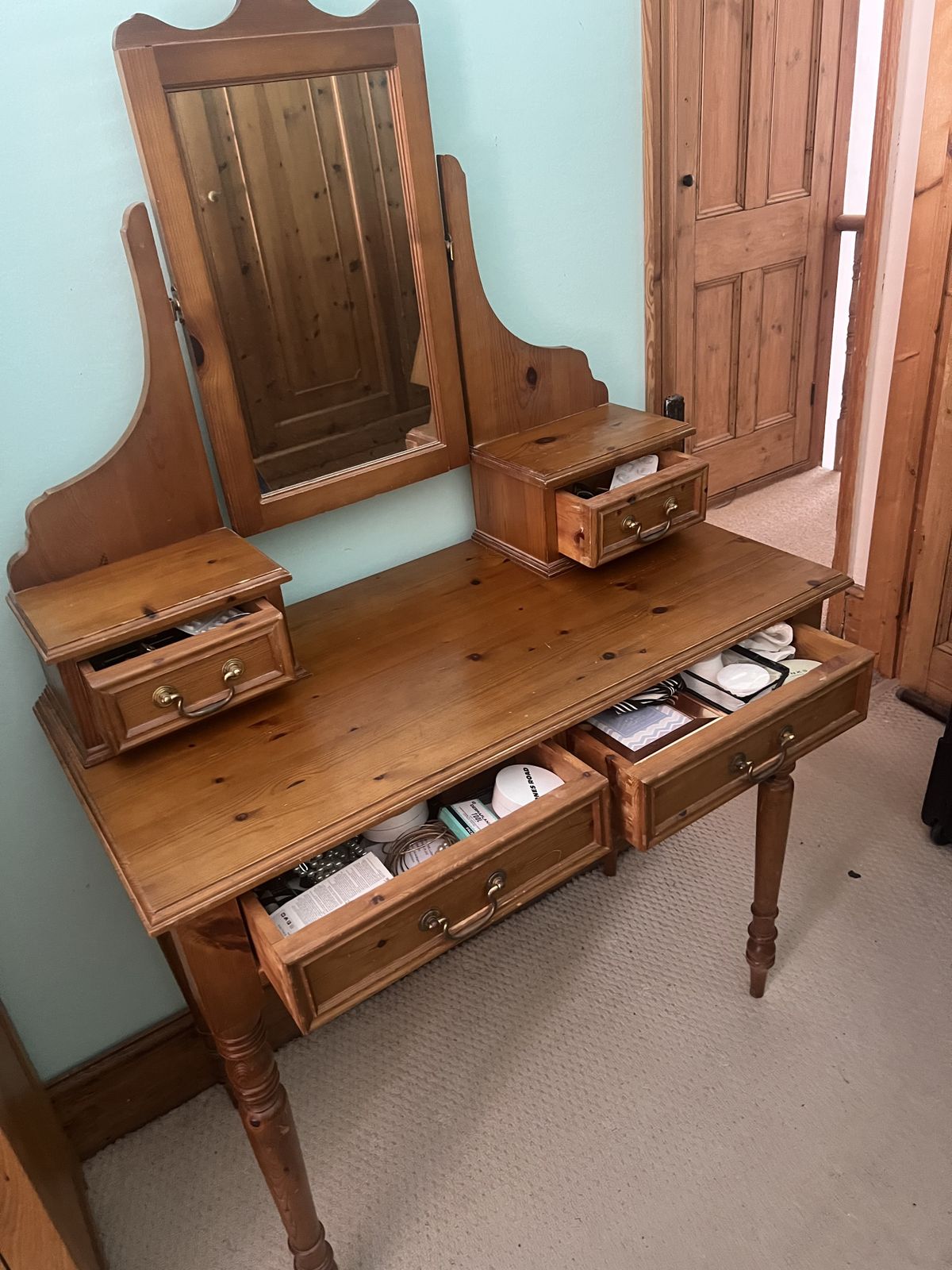 Handbuilt 1980’s Aged Pine Bedroom Set. photo for sale