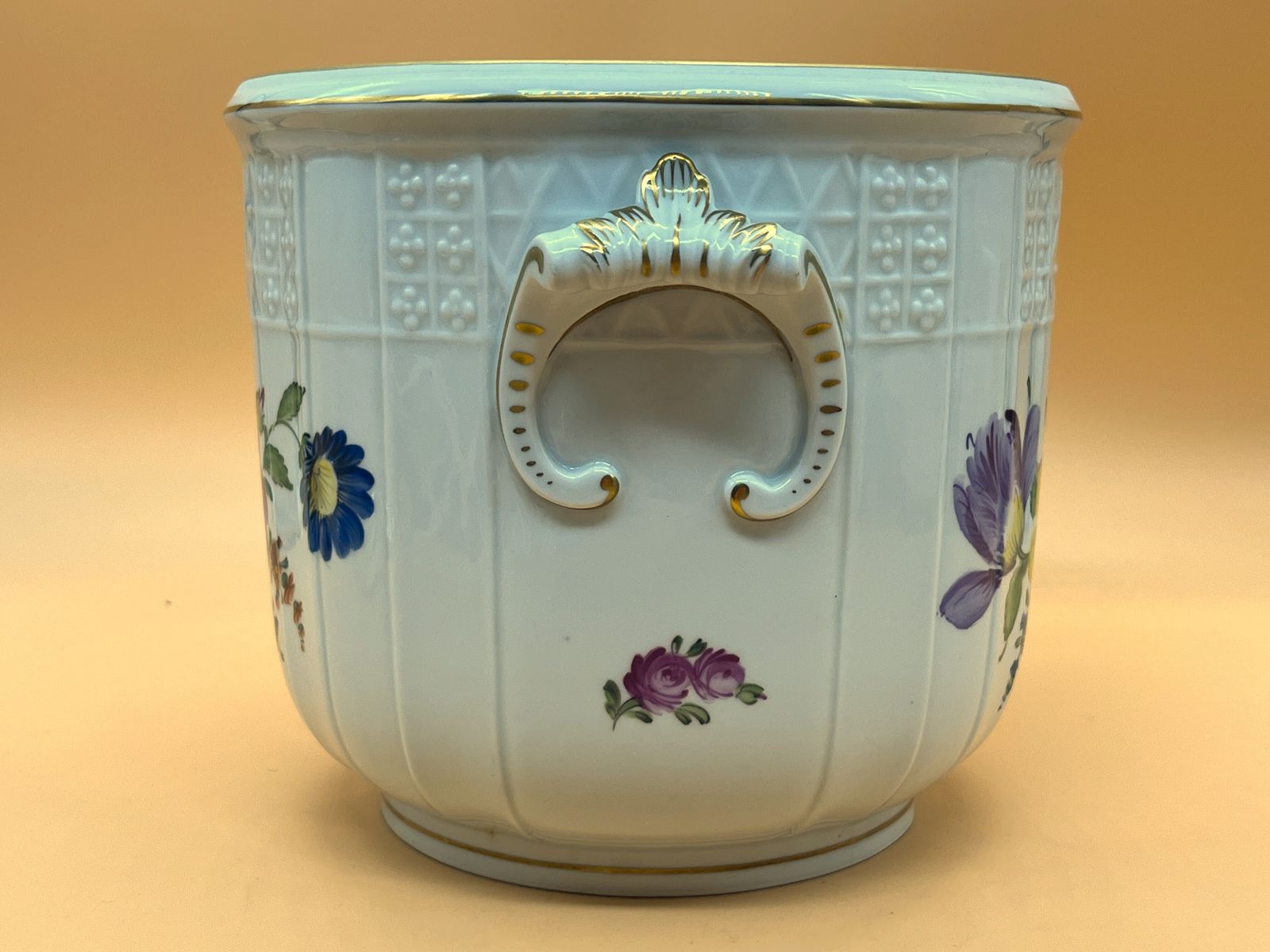 Large Dresden Porcelain Carl Thieme Hand Painted Jardiniere / Plant Pot. C1920. photo Home Decor