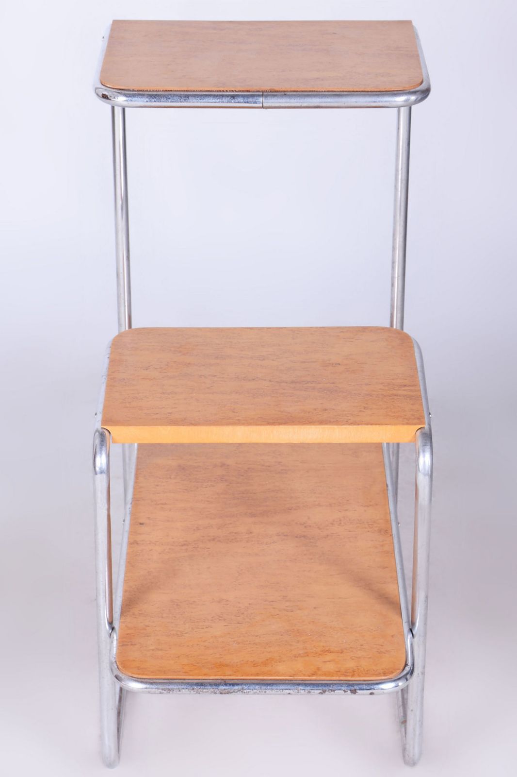 Furniture Restored Bauhaus Etagere, By A. Beck, Robert Slezak, Birch, Chrome, Czech, 1930s photo