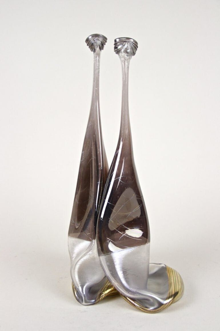 20th Century Abstract Two Necked Glass Vase, Signed, Germany, Circa 1980 photo for sale