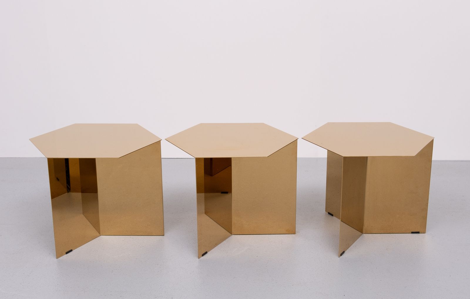 Danish Brand Hay’s '' Slit '' Brass Side Tables Set Of 3