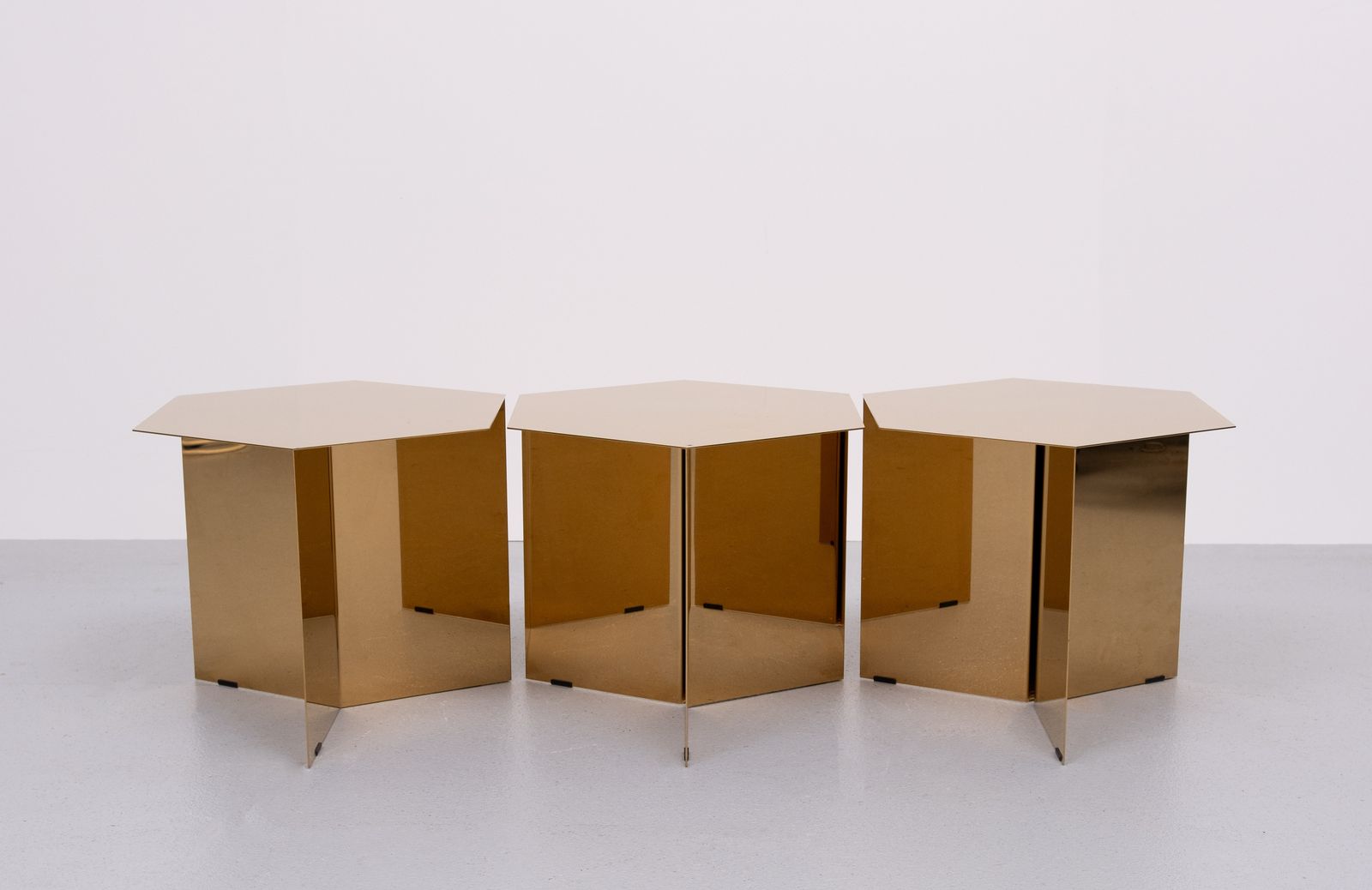 Danish Brand Hay’s '' Slit '' Brass Side Tables Set Of 3 photo Furniture