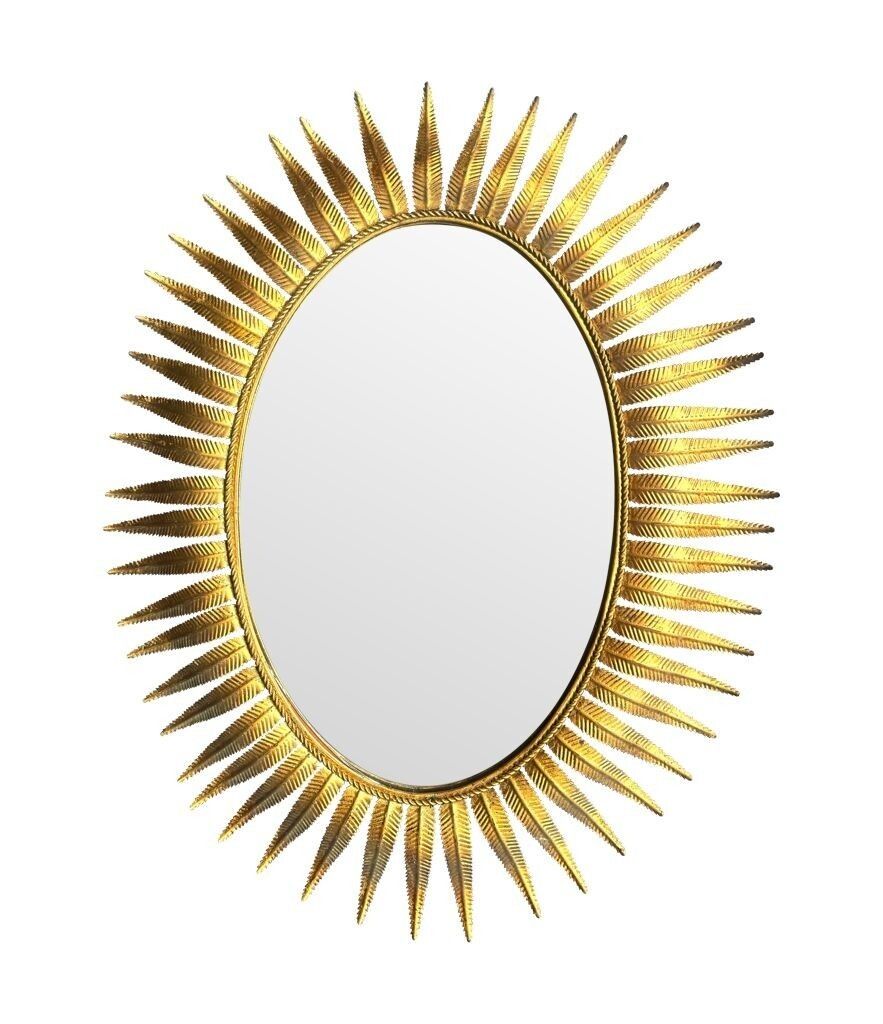 A Wonderful 1950s Gilt Metal Oval Spanish Sunburst, Eyelash Mirror photo buy