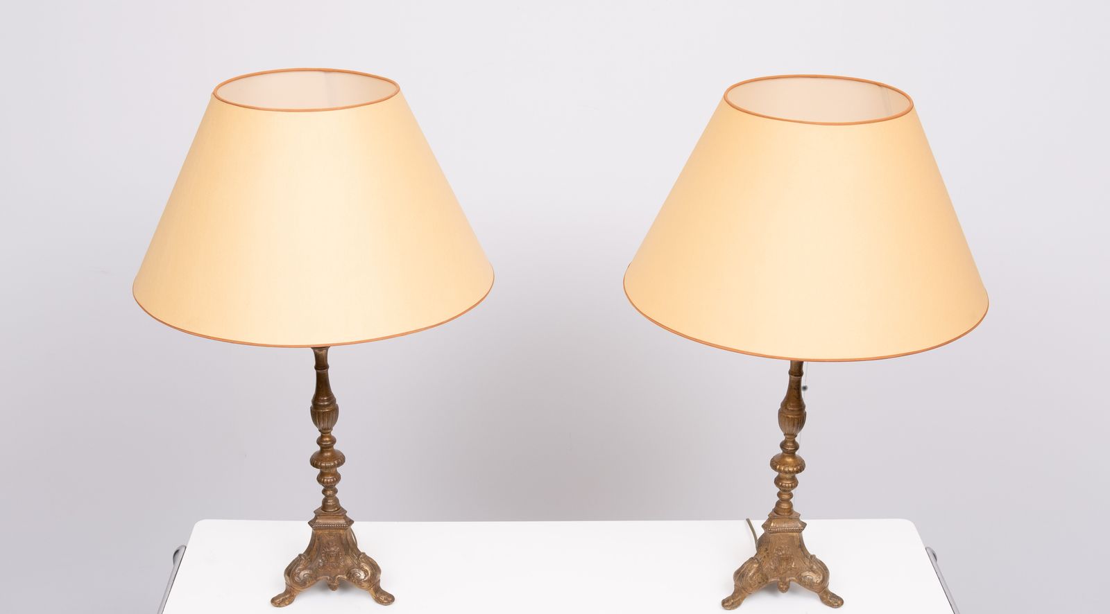 Gilded Bronze Table Lamps With Shades France 1880s photo Lighting