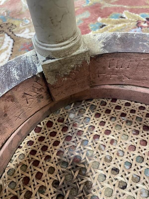 Banquette De Piano Louis XVI En Cannage Et Bois Rechampi photo for sale