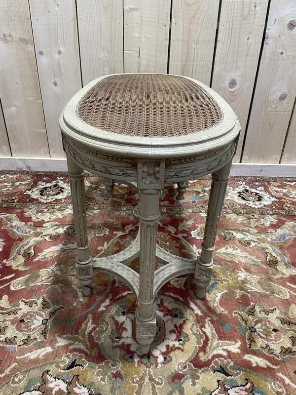 Banquette De Piano Louis XVI En Cannage Et Bois Rechampi photo 580.0