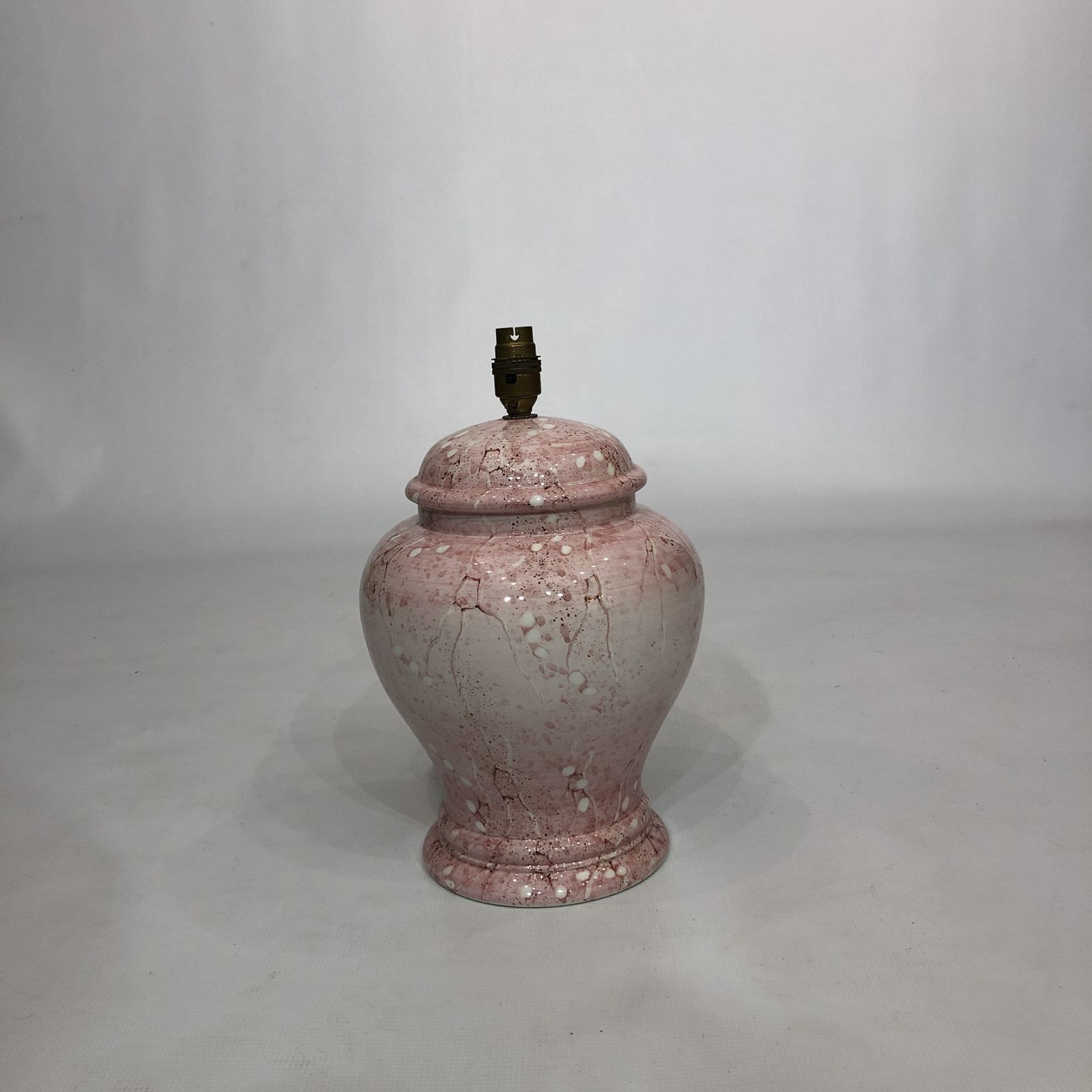 1980s Pink Ceramic Italian Table Lamp Marble Effect Vintage Urn Neo Classical