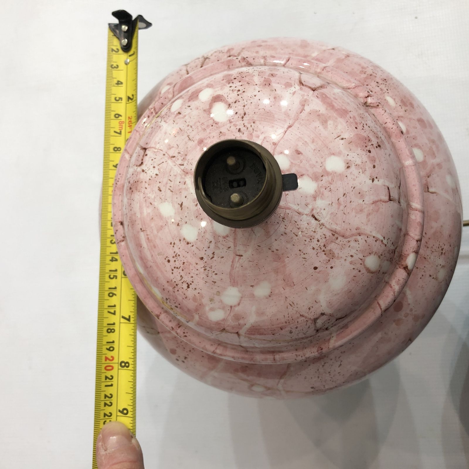 1980s Pink Ceramic Italian Table Lamp Marble Effect Vintage Urn Neo Classical photo vintage