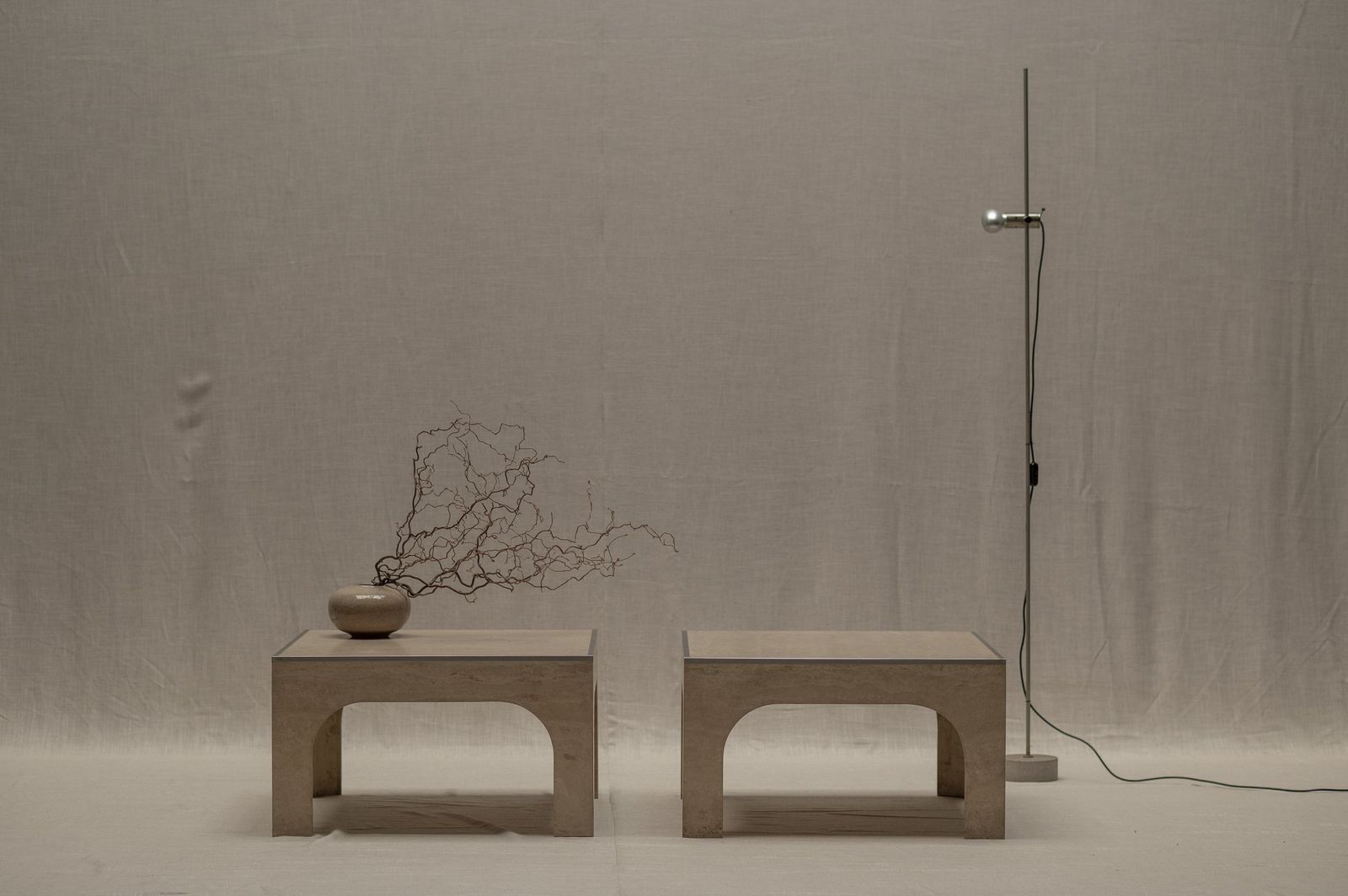 Architectural Set Of Travertine Coffee Tables, After Willy Ballez photo 2450.0