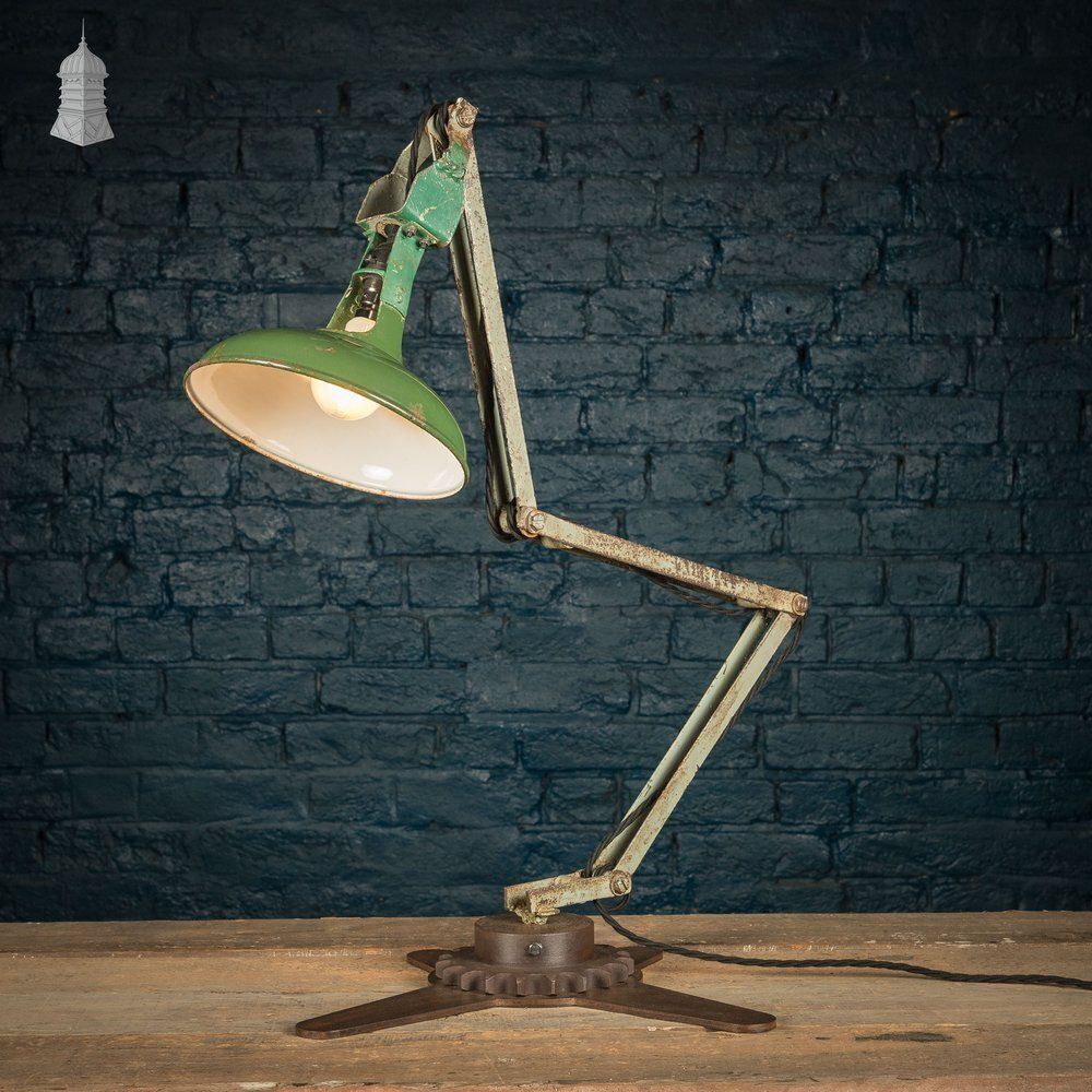 Green Machinist Lamp – Rewired & Repurposed With Custom Base