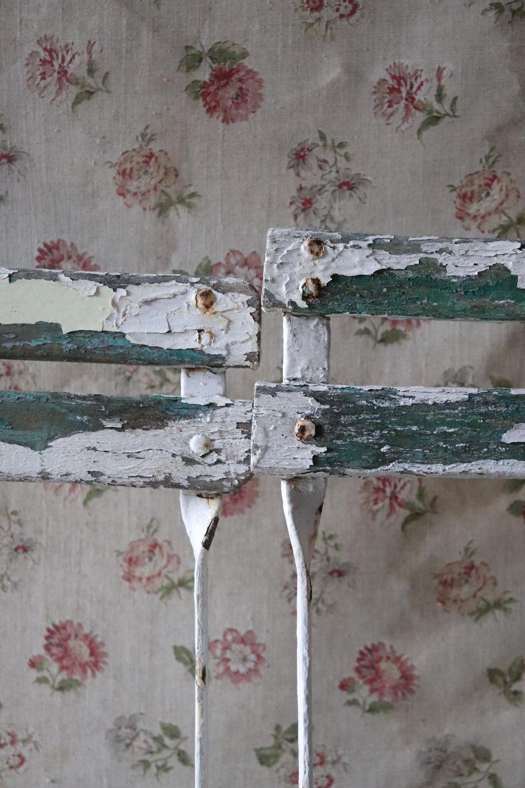 Pair Of Green And White Vintage French Slatted Folding Cafe Or Garden Chairs photo buy