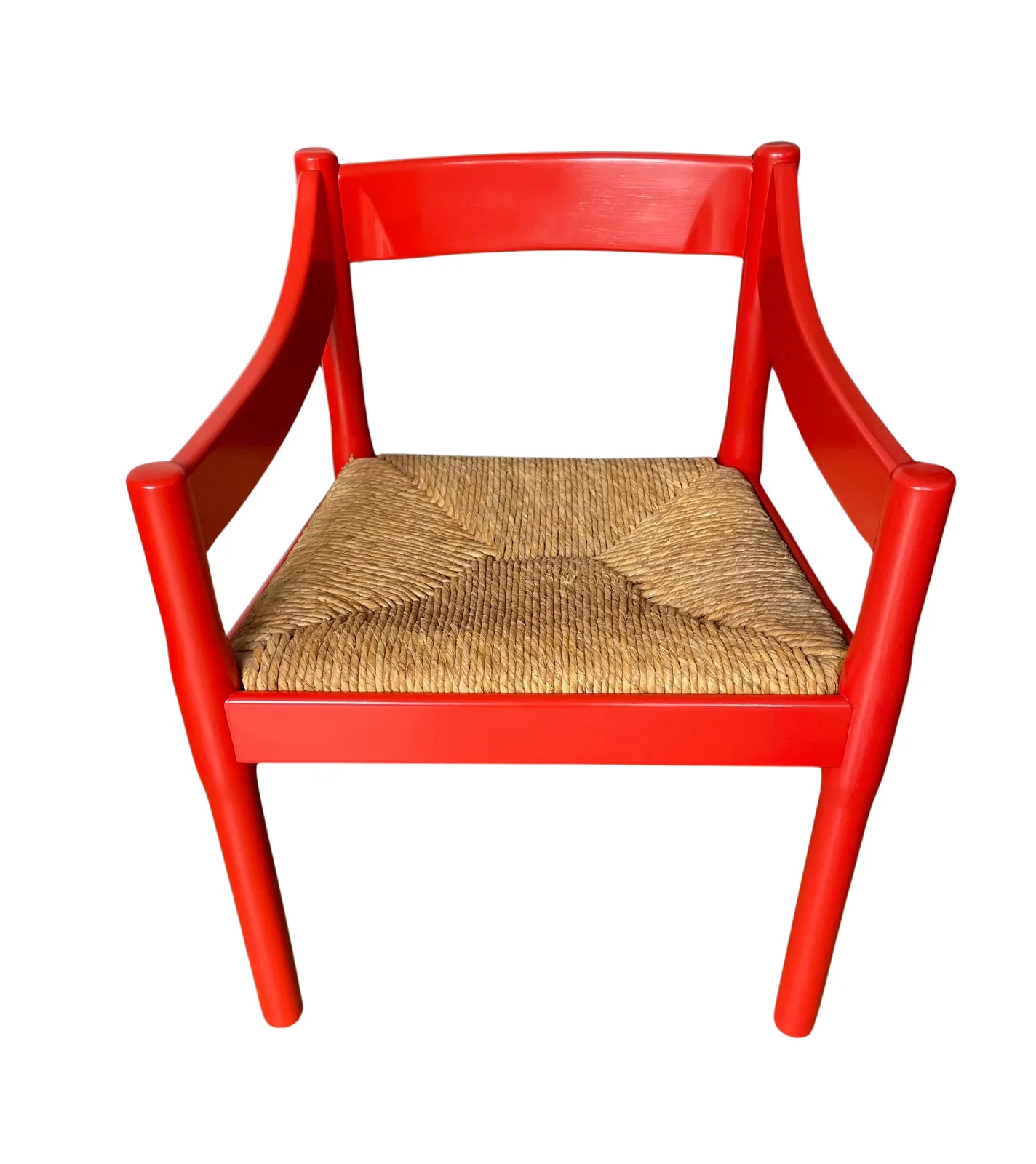 Original Vico Magistretti 'Carimate' Carver Dining Chair Professionally Refinished With New Rush Seat
