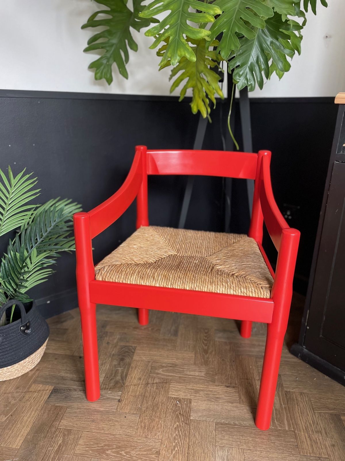 Original Vico Magistretti 'Carimate' Carver Dining Chair Professionally Refinished With New Rush Seat photo furniture