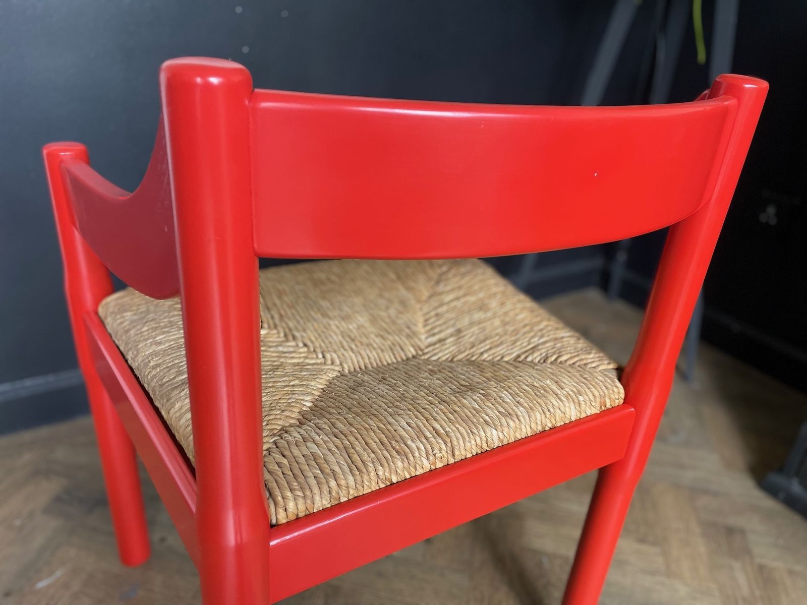 Original Vico Magistretti 'Carimate' Carver Dining Chair Professionally Refinished With New Rush Seat photo for sale