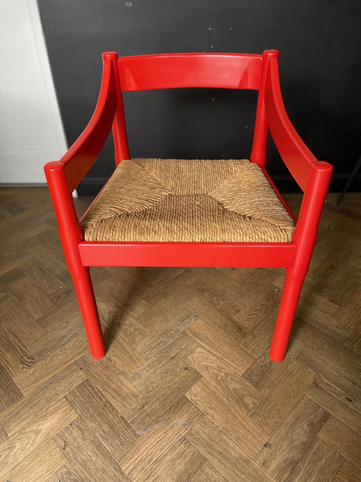 Original Vico Magistretti 'Carimate' Carver Dining Chair Professionally Refinished With New Rush Seat photo vintage