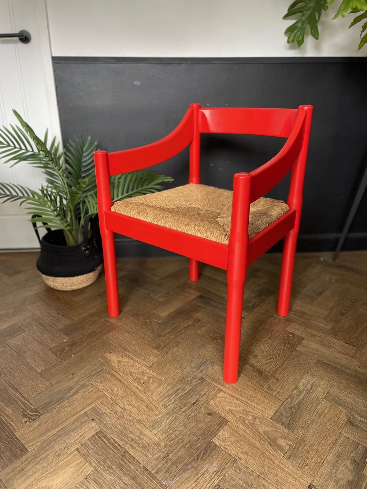 photo furniture Original Vico Magistretti 'Carimate' Carver Dining Chair Professionally Refinished With New Rush Seat
