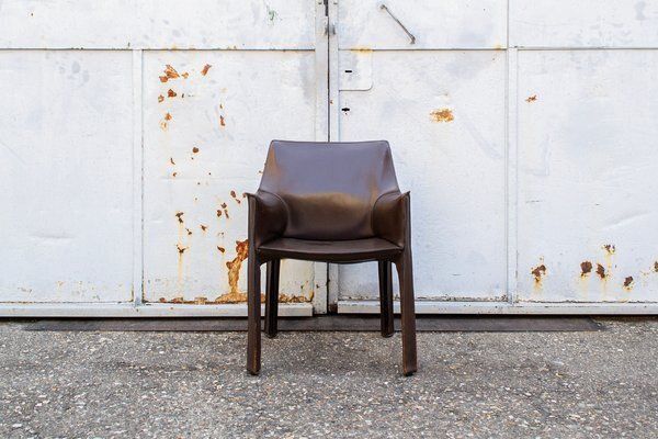 Cab 413 Lederen Stoelen Van Mario Bellini Voor Cassina, Jaren 1970, Set Van 4 photo for sale