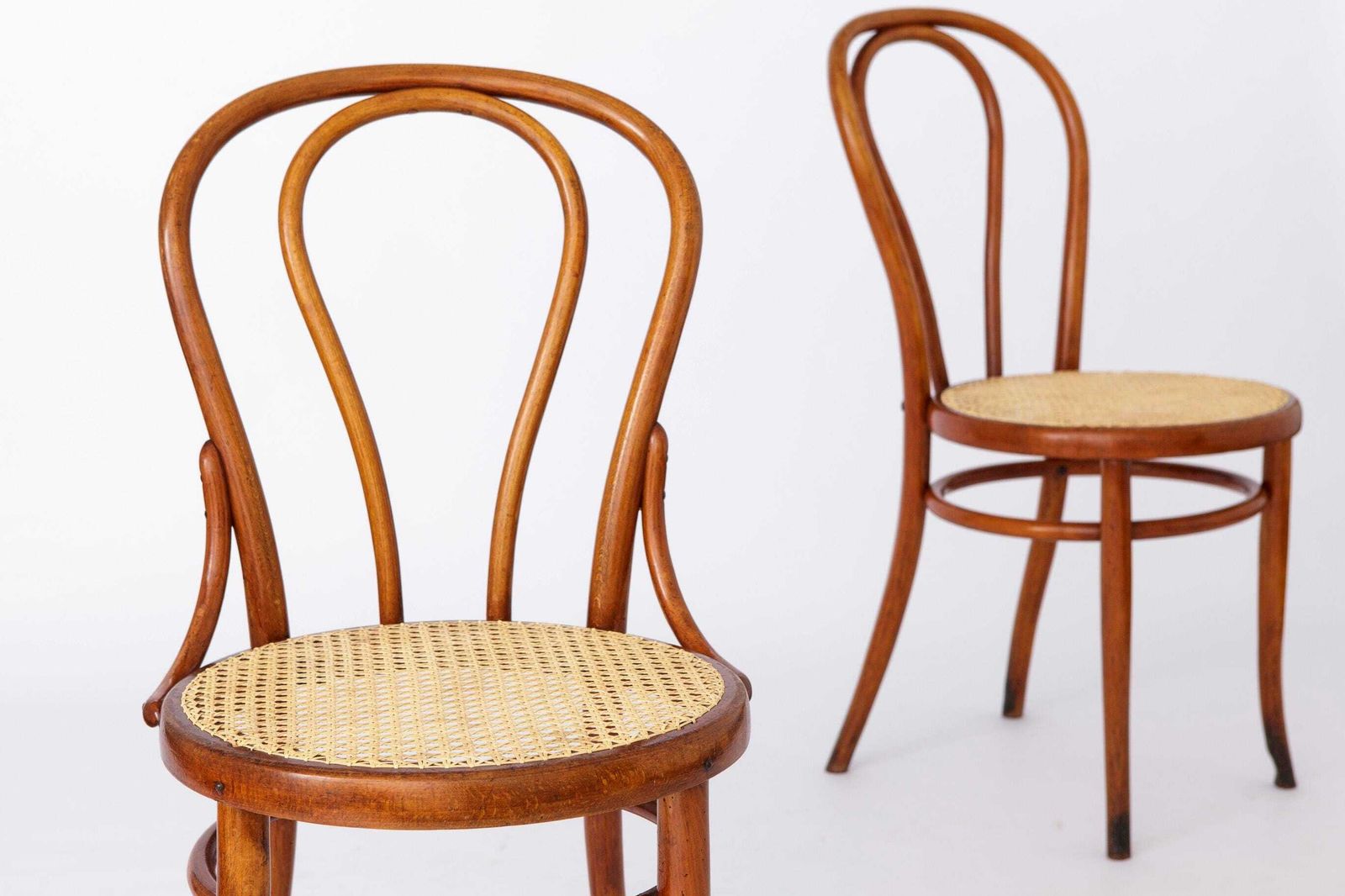 Set Of 4 Restored Viennese Café Chairs – Early 20th Century, Hand Caned Seats photo buy
