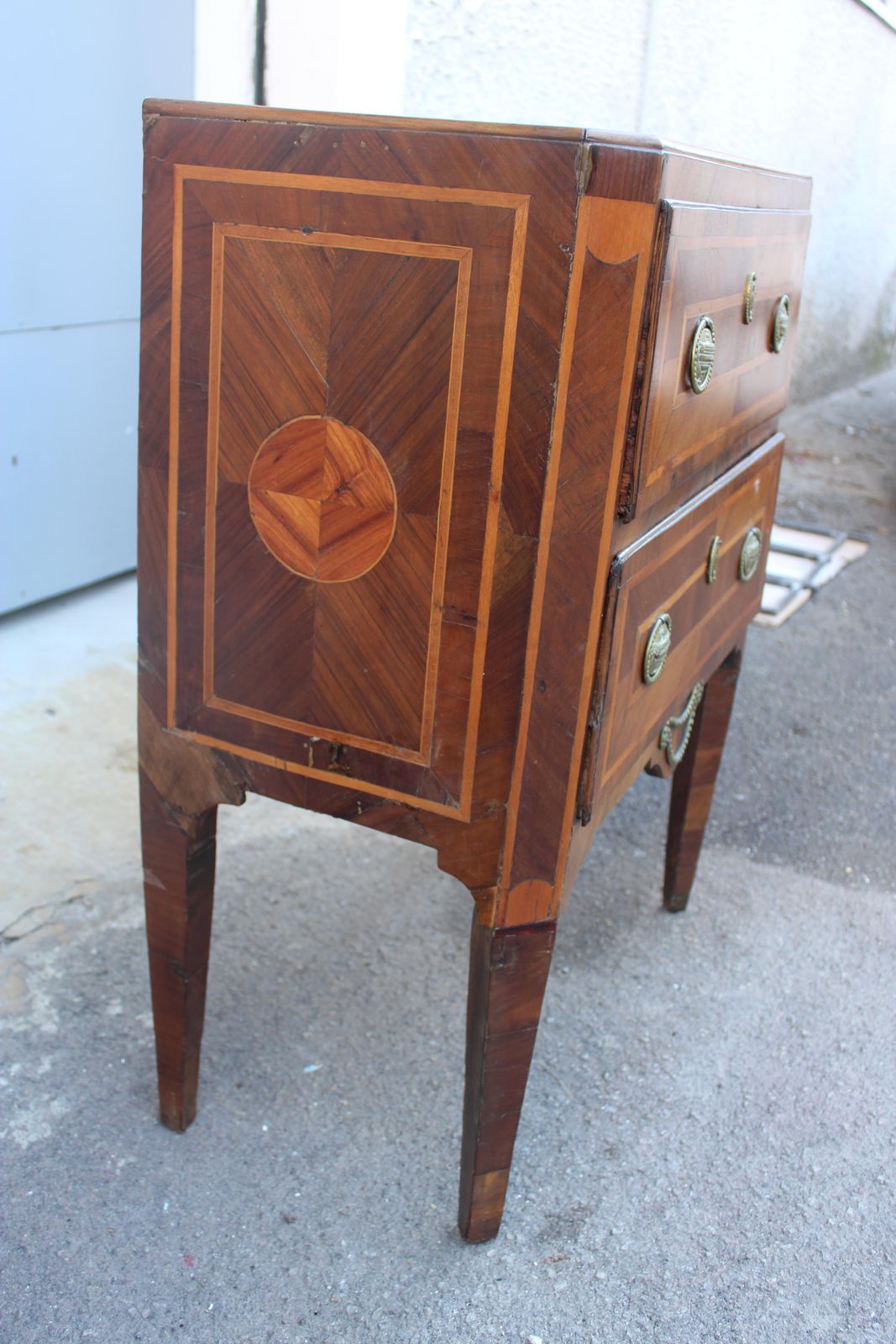 4698.0 Chest Of Drawers With Two Drawers In Inlaid Wood Louis XV Sicily With Marble photo