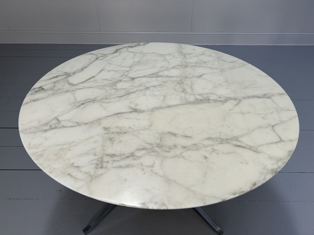 Knoll Studio “Florence Knoll” Round Desk Dining Table – In “Carrara” Marble photo 3900.0