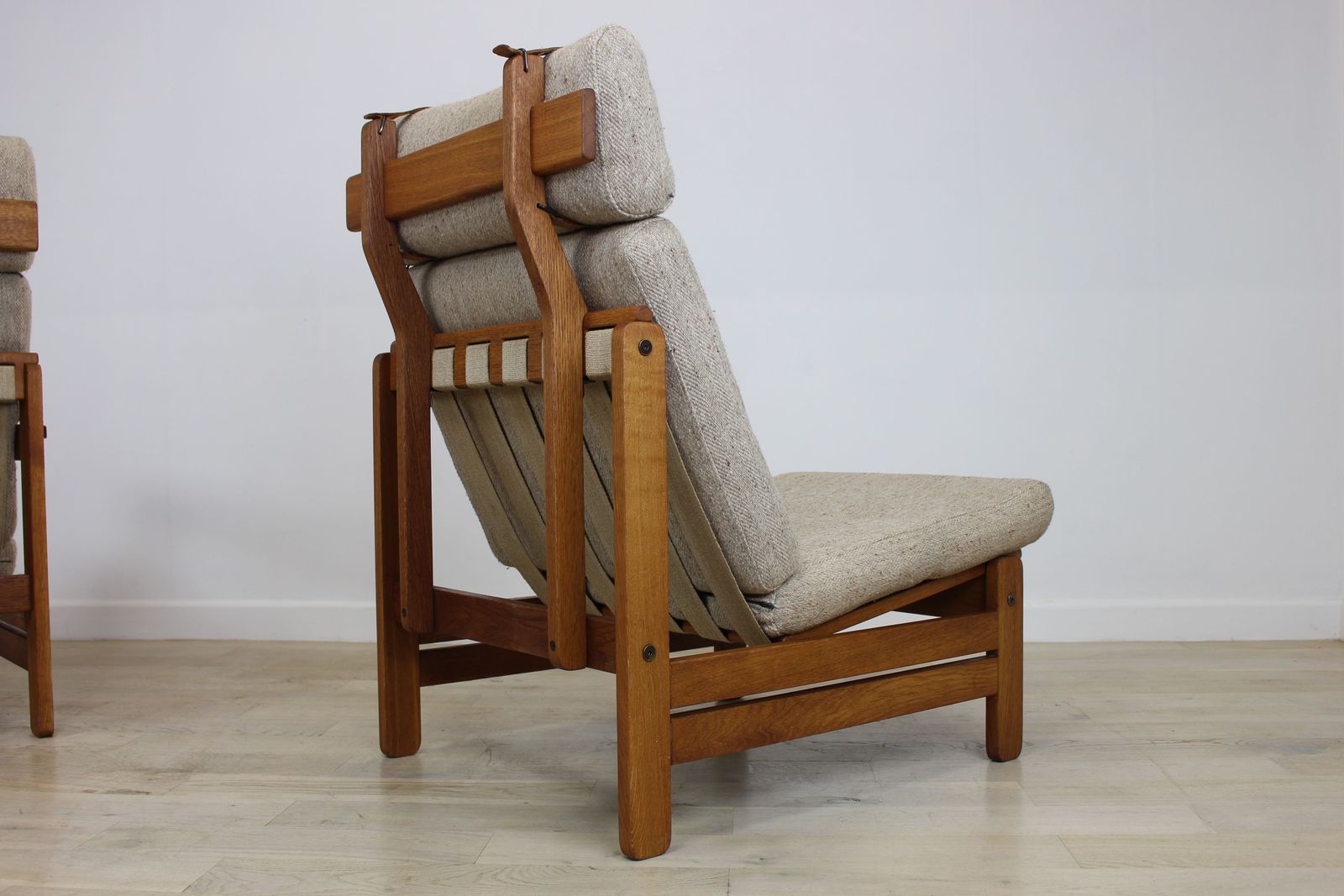 Pair Of Oak Hunting Chairs By Aksel Dahl For Kp Mobler photo for sale