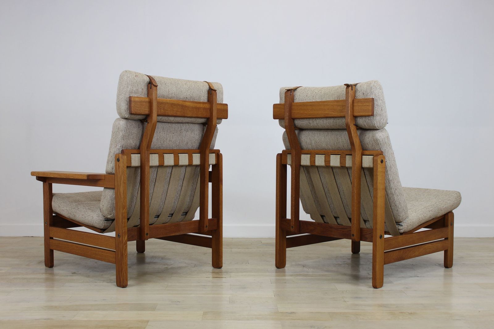 photo for sale Pair Of Oak Hunting Chairs By Aksel Dahl For Kp Mobler
