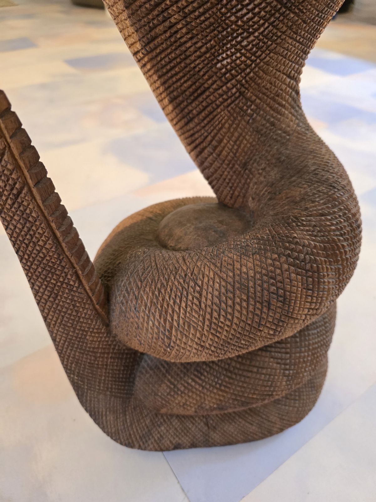 photo furniture Large Hardwood Mid Century Modern Cobra Snake Statue   Hand Carved Statement Piece