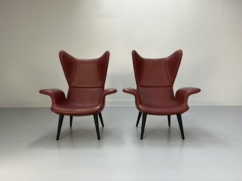 Pair Of Moroso With Diesel “Longwave” Armchairs – In Oxblood “Cat Z” Leather photo furniture