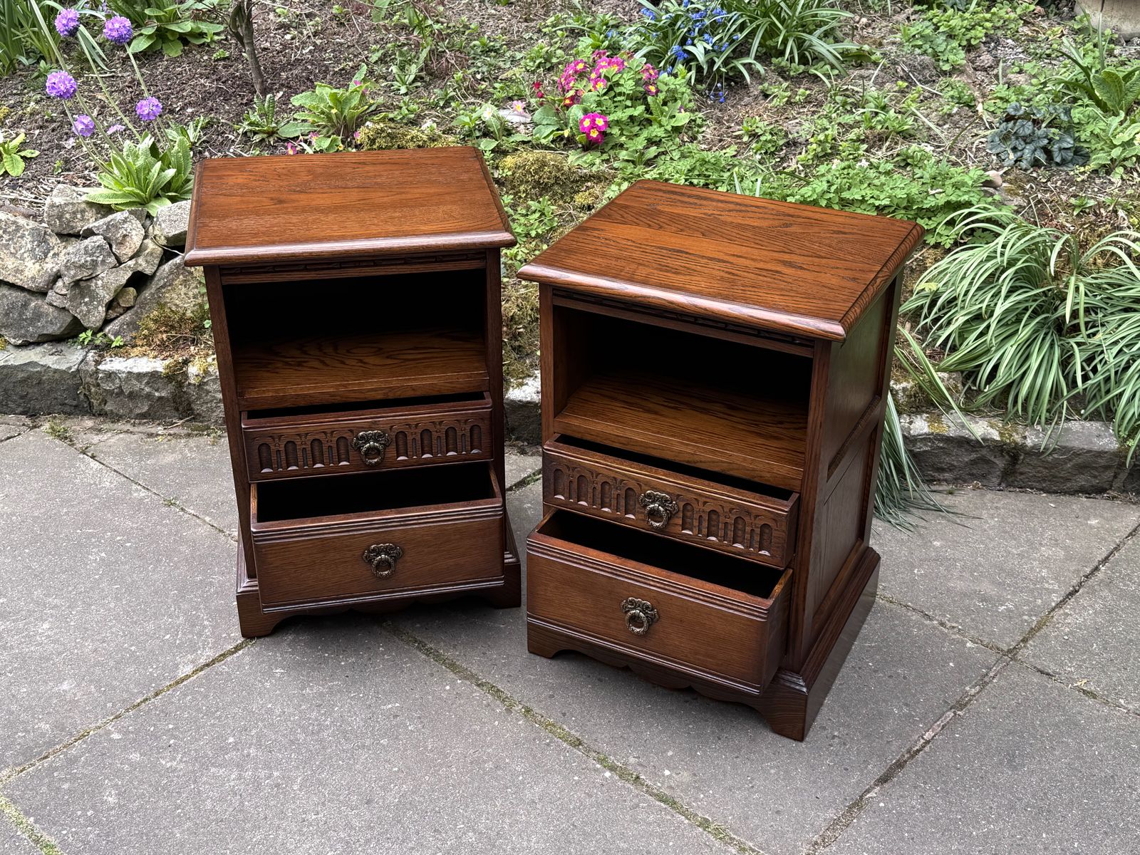 A Matching Pair Of Wood Brothers Old Charm Light Oak Bedside Cabinets / Tables / Nightstands photo Furniture