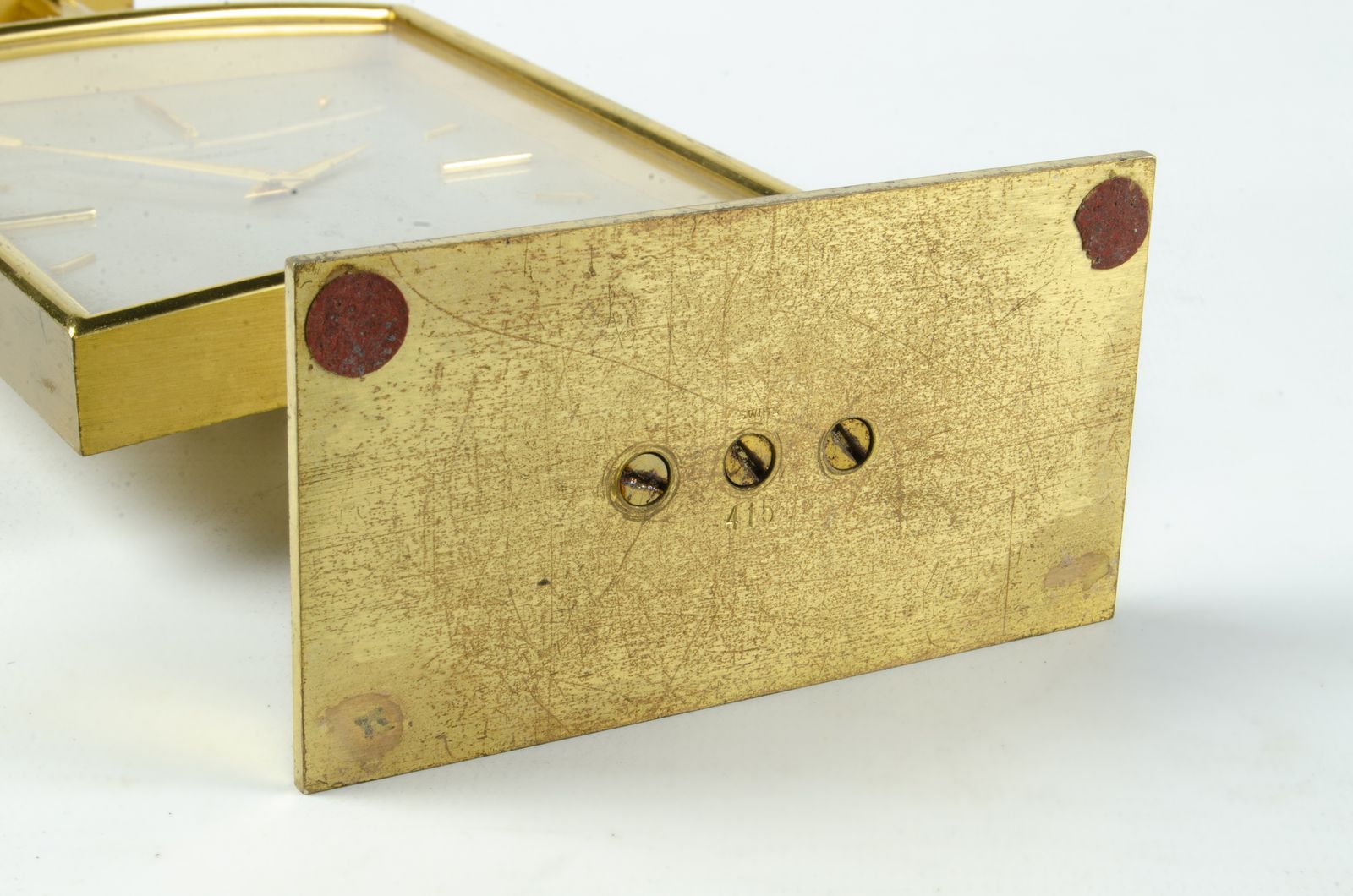 Mid 20th Century Modern Golden Brass 8 Days Movement Clock By Jaeger Lecoultre, Switzerland photo furniture