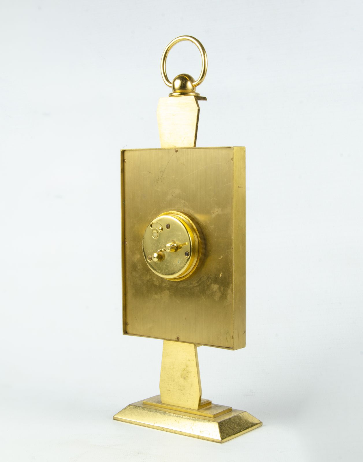 Mid 20th Century Modern Golden Brass 8 Days Movement Clock By Jaeger Lecoultre, Switzerland photo vintage