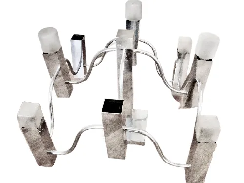 Gaetano Sciolari, 1960s Chrome Chandelier, Mid Century photo vintage