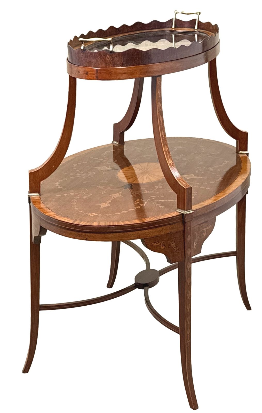 Fine 19th Century Mahogany & Satinwood Two Tier Table (England, Circa 1890) photo furniture