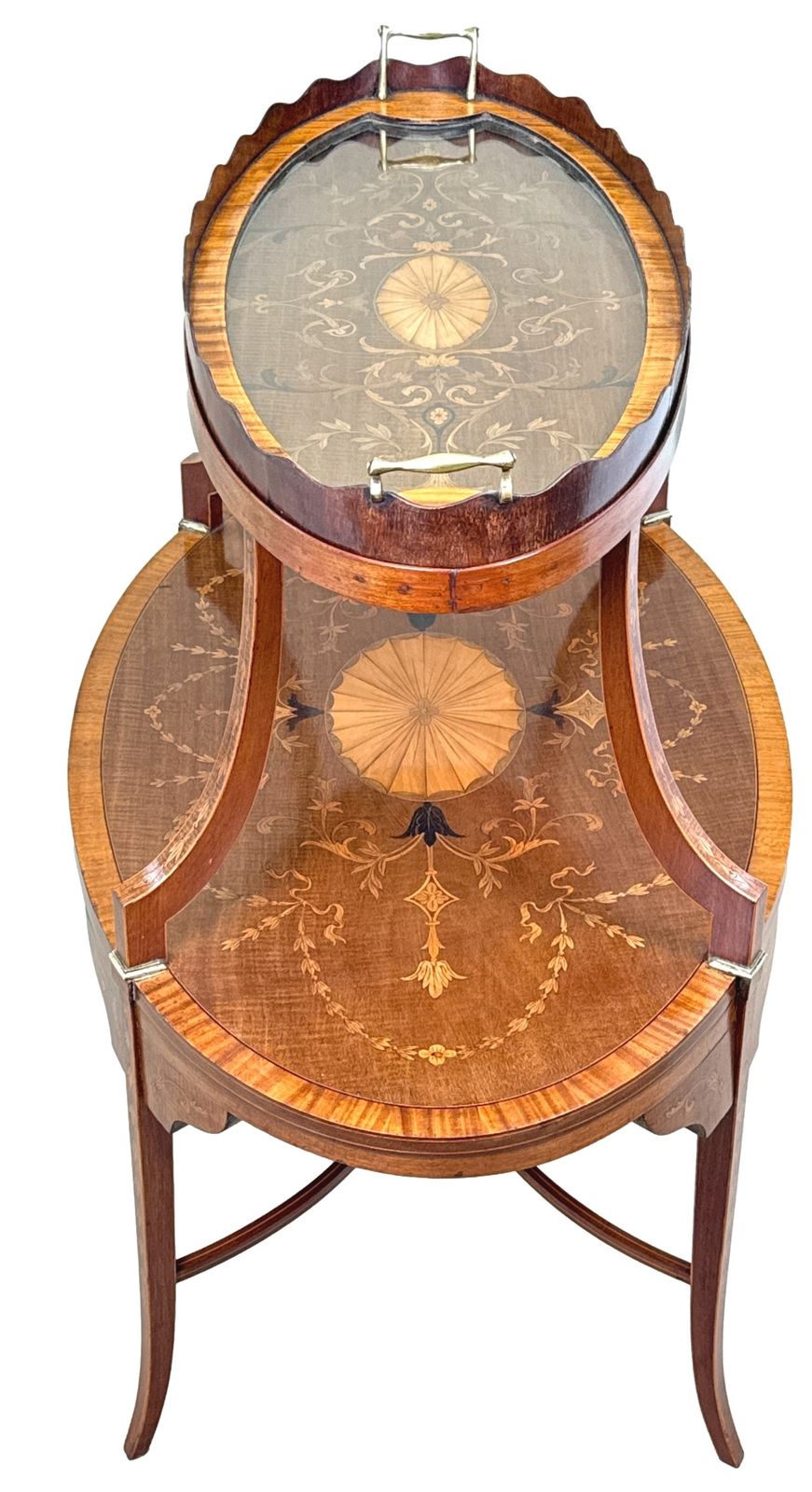photo furniture Fine 19th Century Mahogany & Satinwood Two Tier Table (England, Circa 1890)