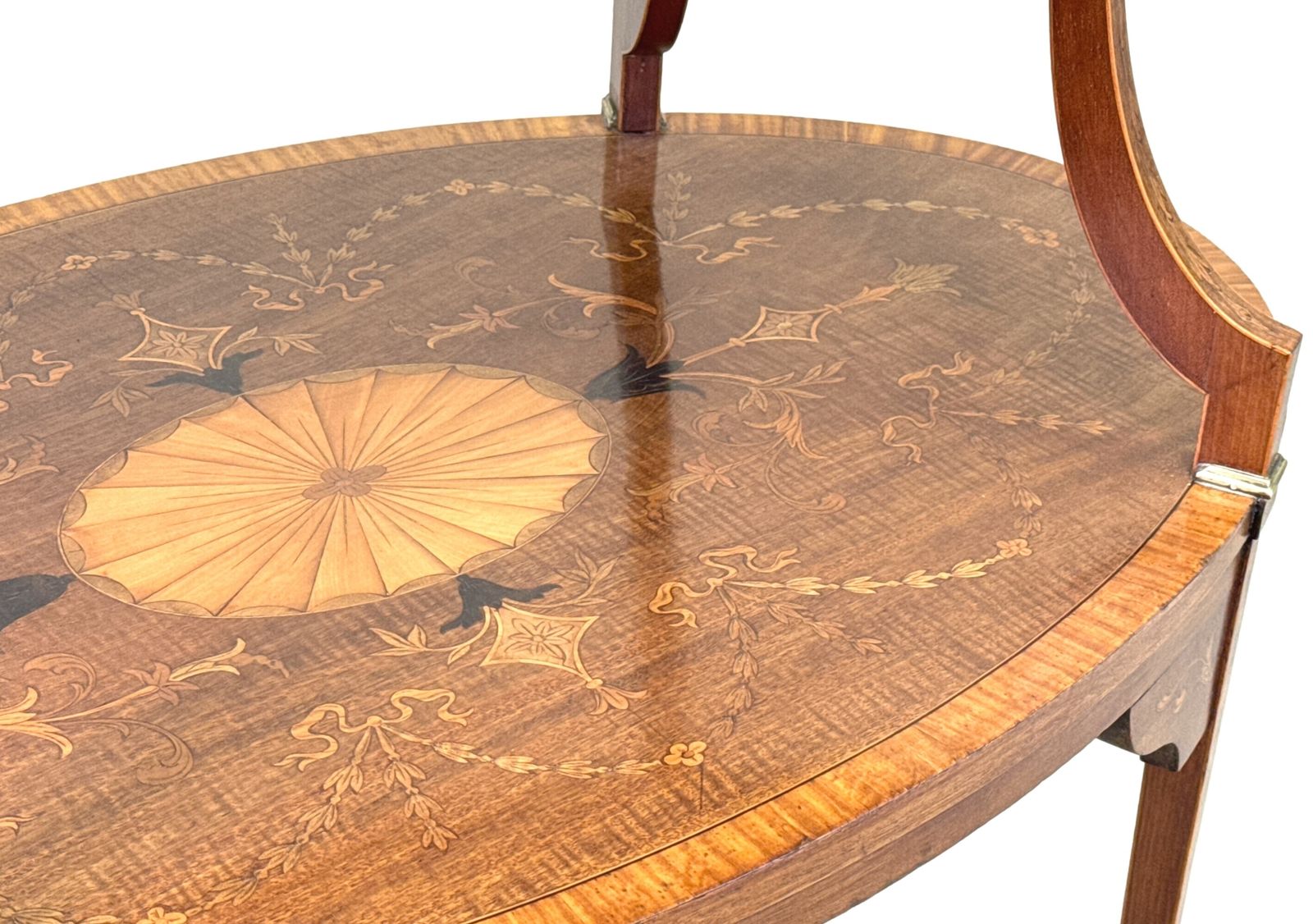 Furniture Fine 19th Century Mahogany & Satinwood Two Tier Table (England, Circa 1890) photo