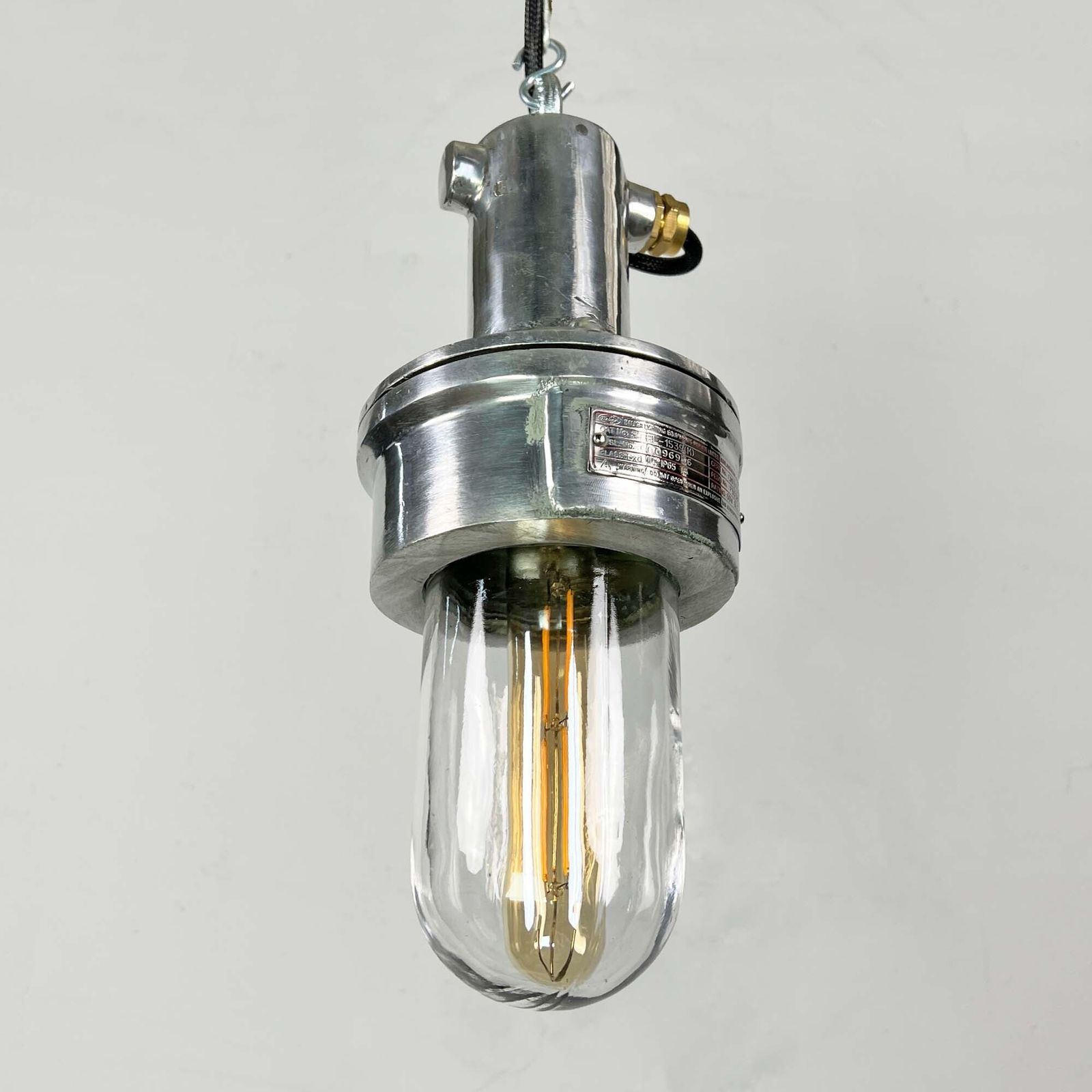 Small Industrial Aluminium And Glass Pendant Light photo furniture
