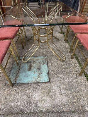 Italian Brass Dining Table And Chairs, 1970s, Set Of 7 photo buy