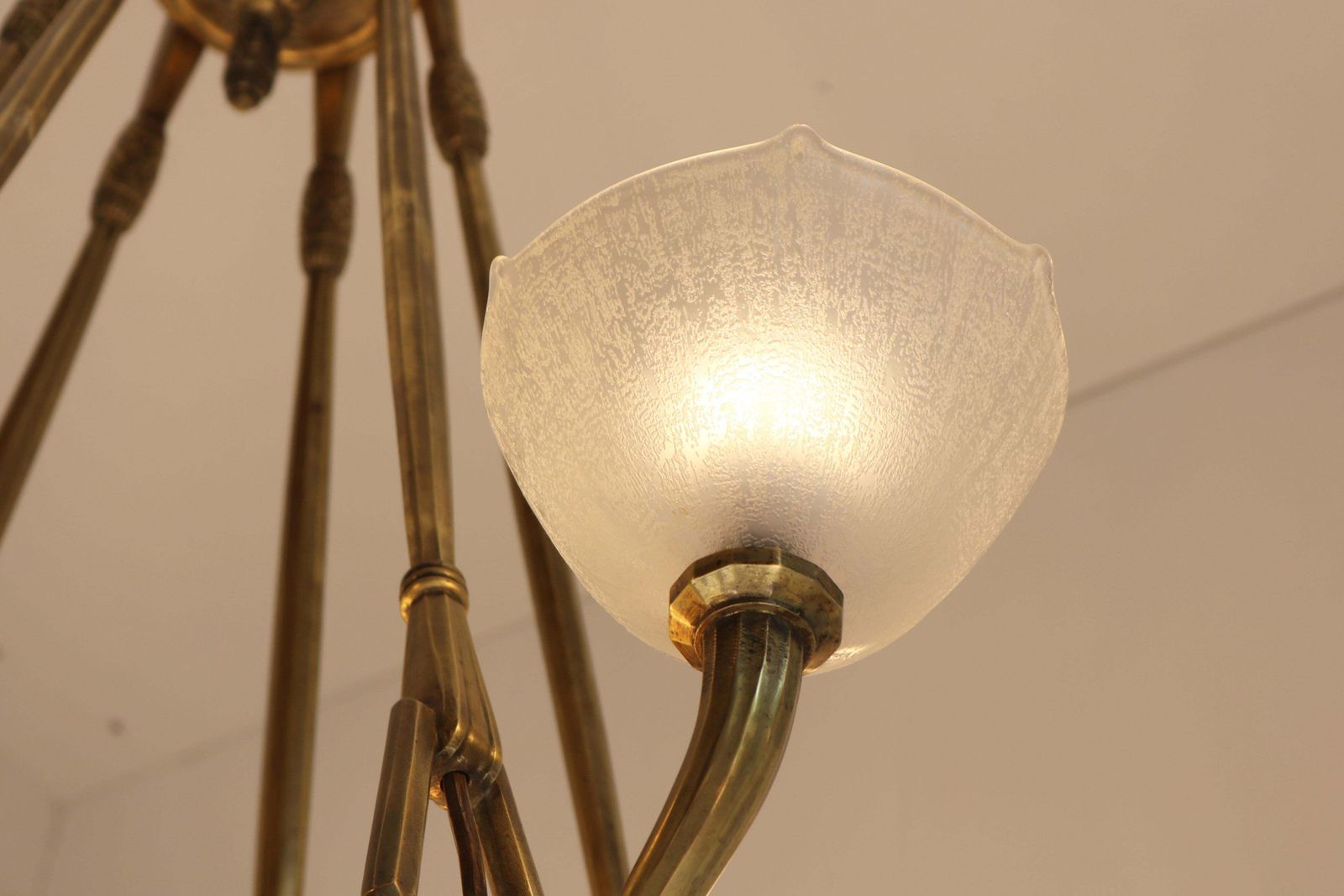photo vintage Monumental Large Art Deco Chandelier By Maurice Dufrene & Daum Nancy 1920 Bronze