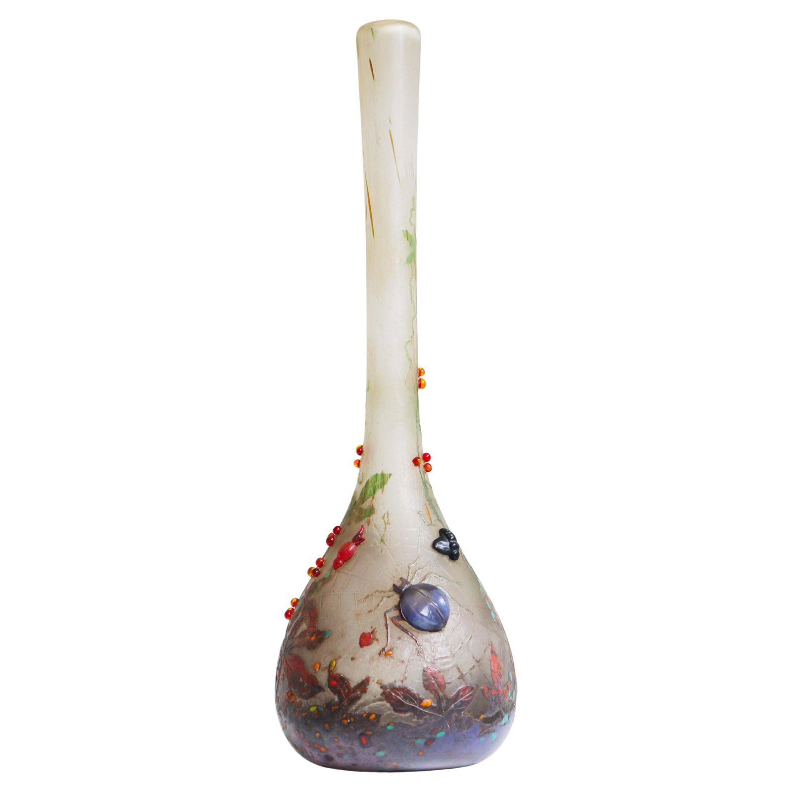 Uitzonderlijk Zeldzame 'Spider Vase' Van Daum Nancy, Wielgesneden Glas, 1905, Frankrijk