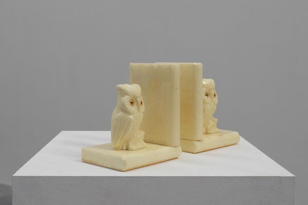Alabaster Hand Carved Bookends, 1920s, Set Of 2 photo 665.0