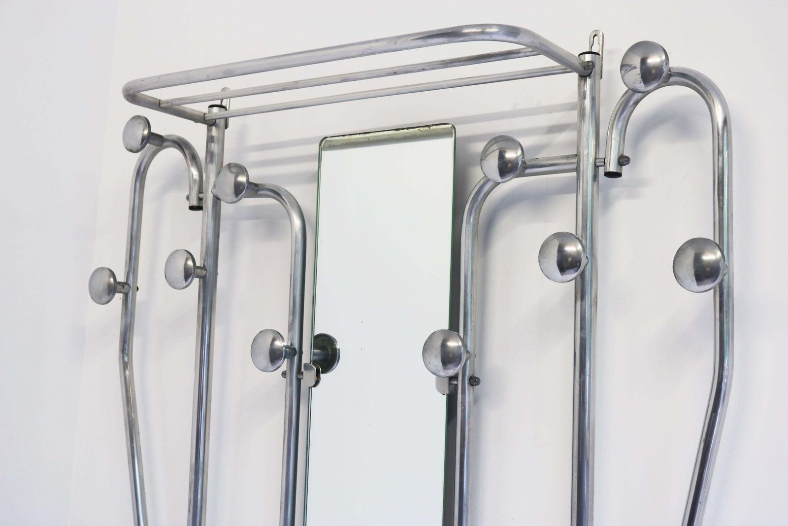 photo for sale Art Deco Polished Aluminum Hall Tree Umbrella Stand Coat Rack Bauhaus