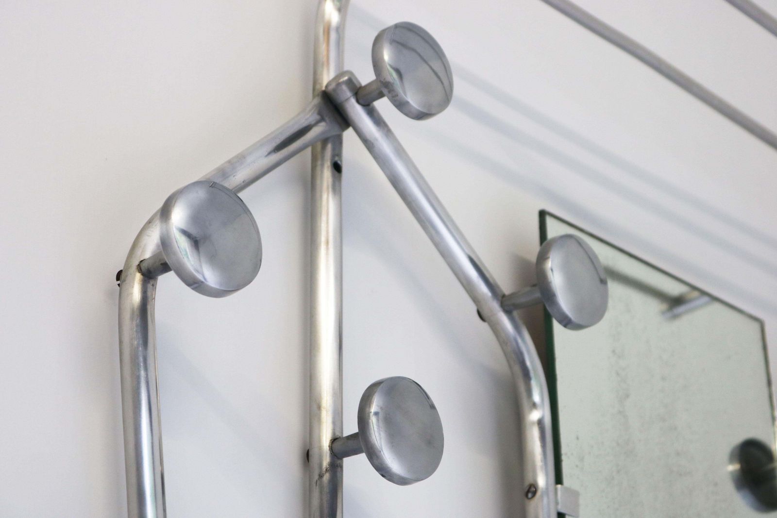 photo for sale Timeless Art Deco Polished Aluminum Hall Tree Umbrella Stand Coat Rack Bauhaus