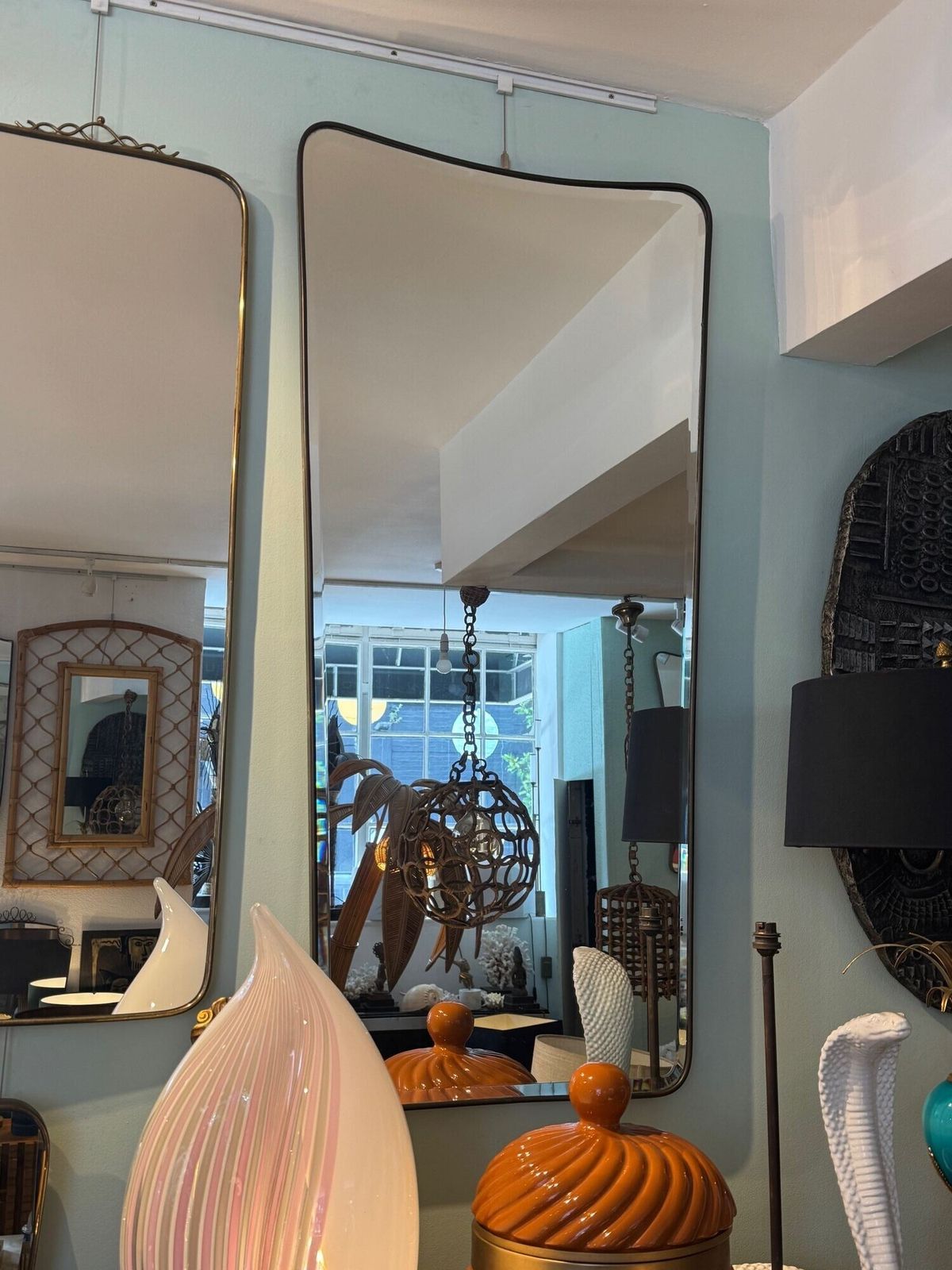 photo for sale A Large Original 1950s Italian Shield Mirror With