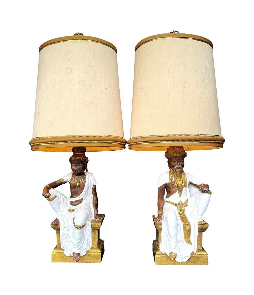 A Pair Of Large 1970s Italian Ceramic Lamps By Ugo Zaccagnini Florence Italy photo vintage