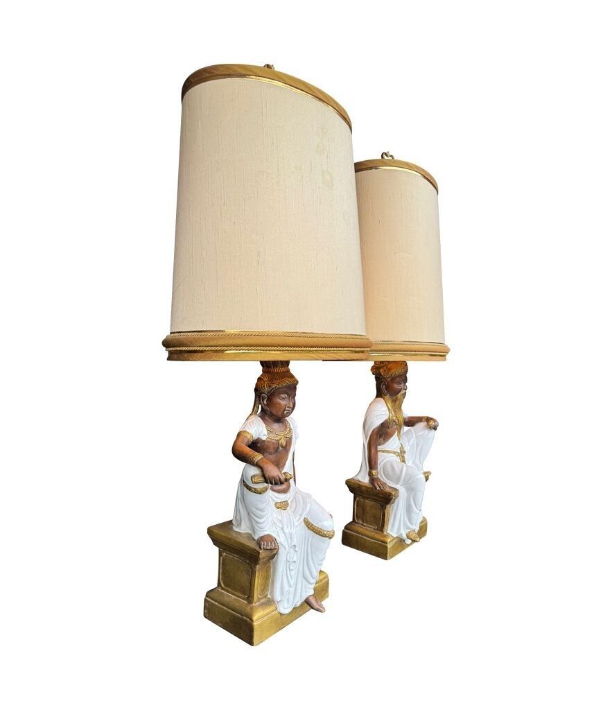 photo for sale A Pair Of Large 1970s Italian Ceramic Lamps By Ugo Zaccagnini Florence Italy