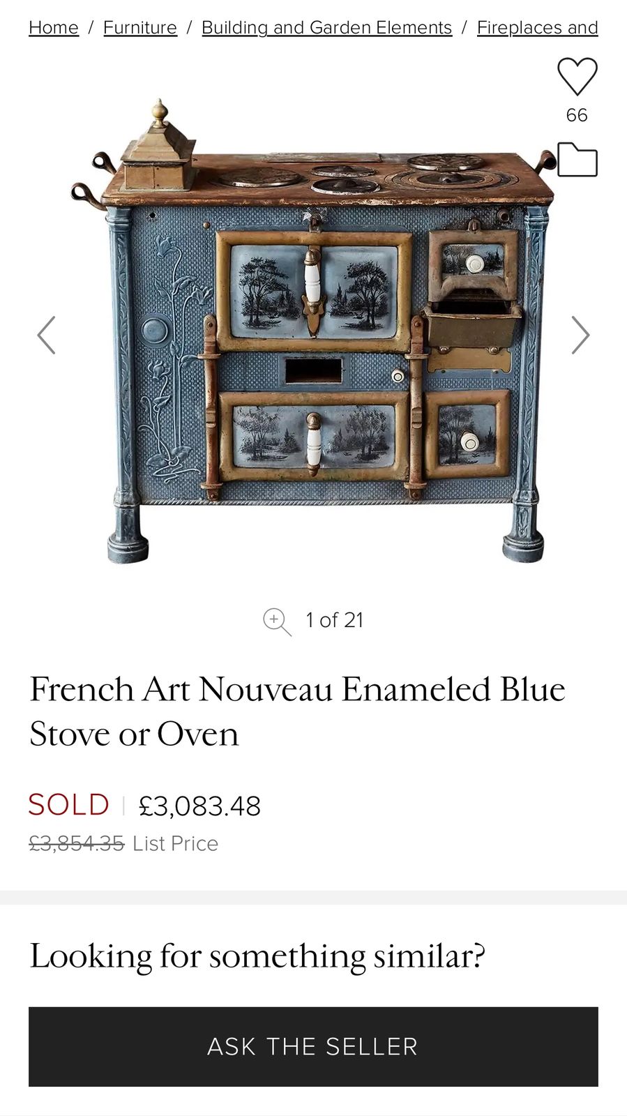 photo for sale Rare Art Nouveau French Stove Cooker