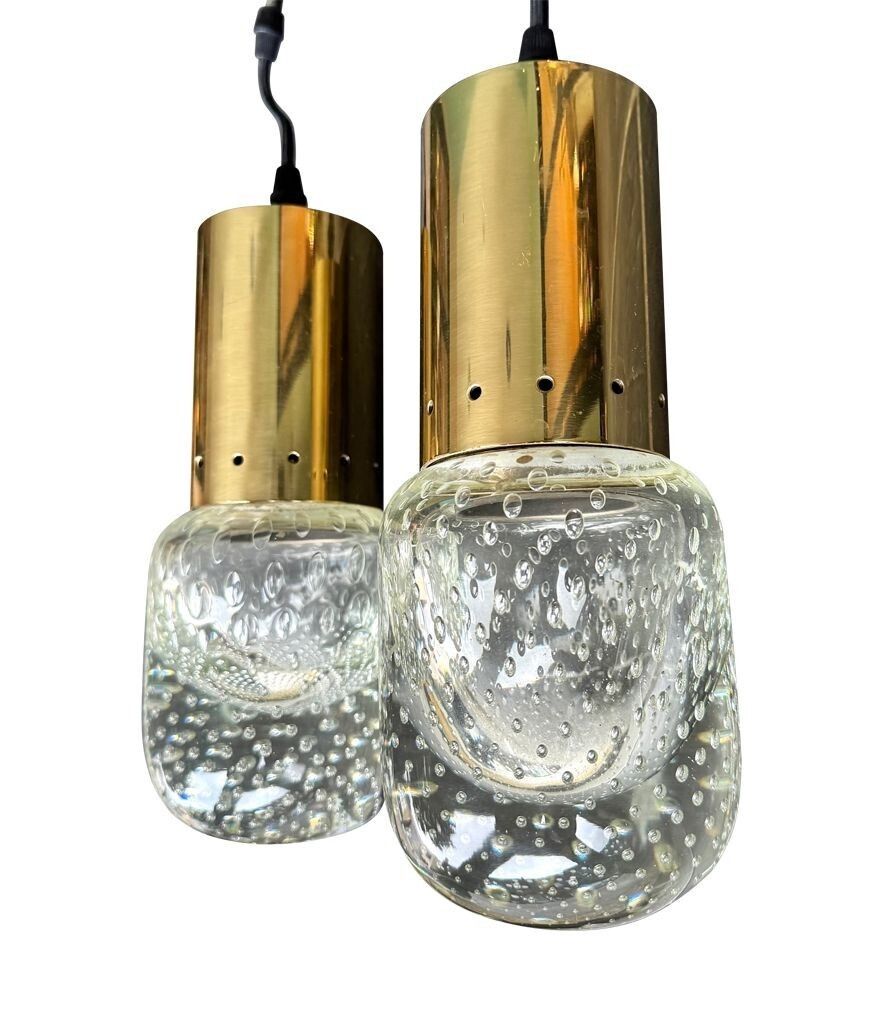 A Rare Pair Of 1950s Murano Glass And Brass Pendant Light By Gino Sarfatti And Archimede Seguso photo 4350.0