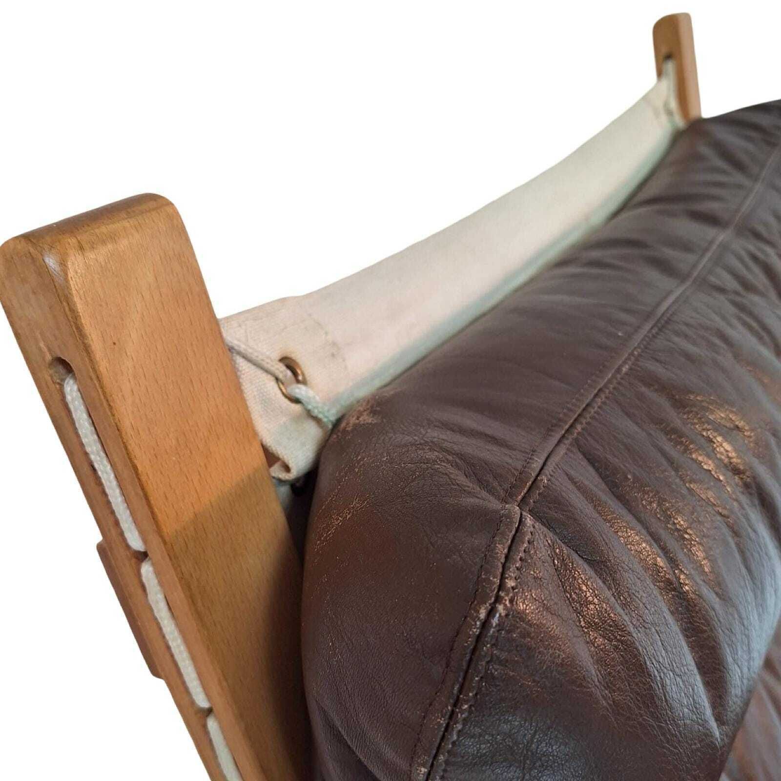Ingmar Reling For Westnofa   Siesta Chair   Bentwood Sling Chair   Brown Leather photo vinterior