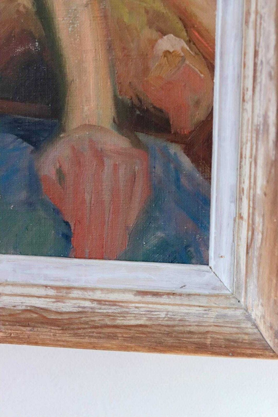 Mid 20th Century Original Oil On Canvas – Nude Woman – Vintage & Framed, 41 X 60 Cm / 16.1 X 23.6 In photo vinterior